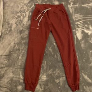 FIGS burgundy Zamora jogger scrub pants